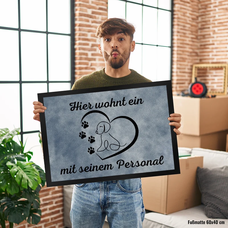 Fußmatte in 35x50 cm - Hier wohnt ein Hund mit seinem Personal