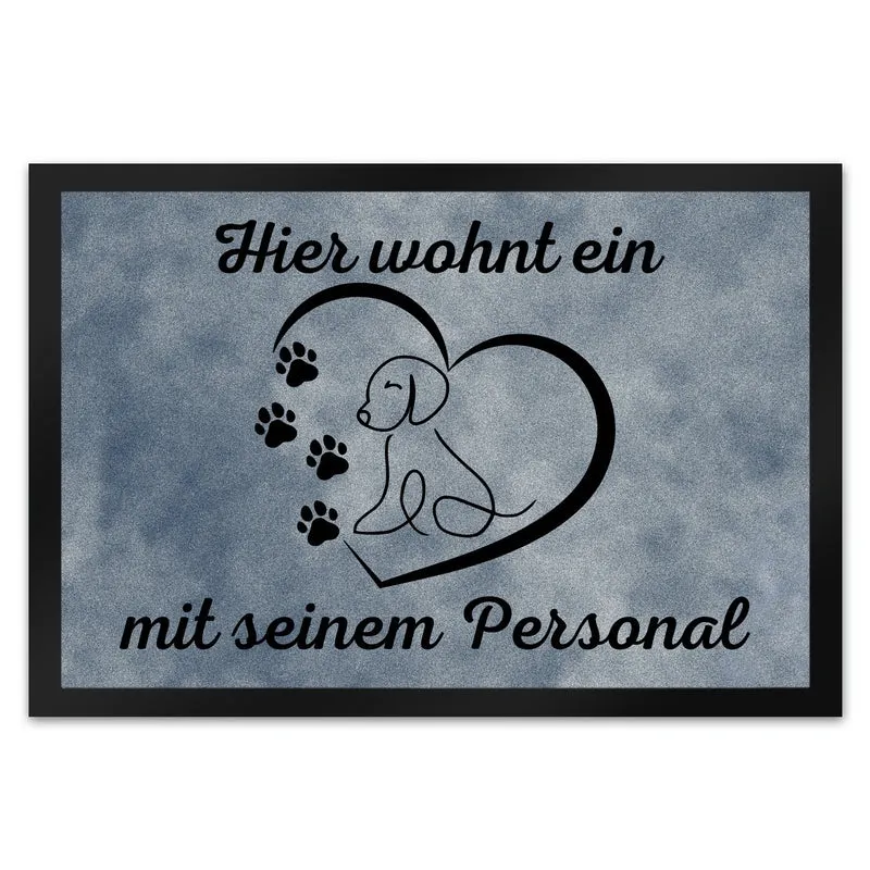 Fußmatte in 35x50 cm - Hier wohnt ein Hund mit seinem Personal