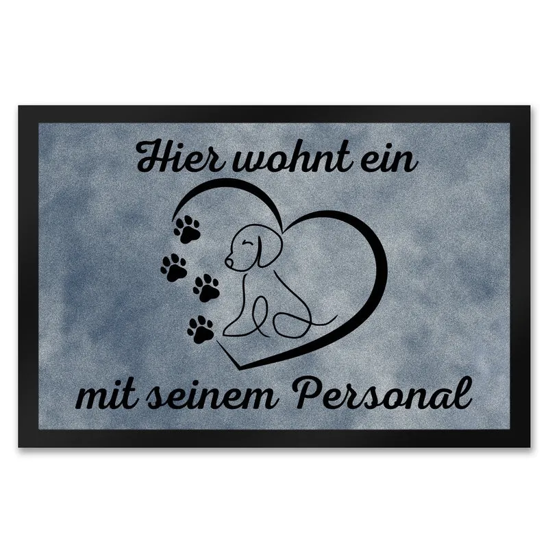 Fußmatte in 35x50 cm - Hier wohnt ein Hund mit seinem Personal