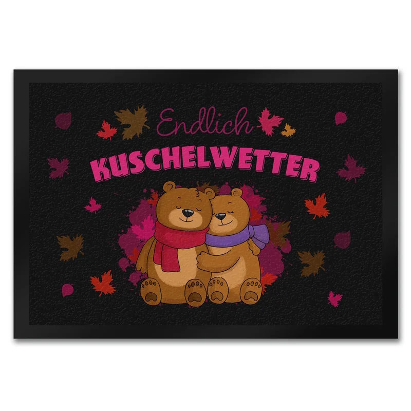 Endlich Kuschelwetter herbstliche Fußmatte in 35x50 cm mit Bärenpaar