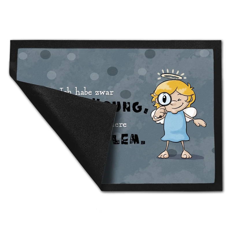 Engel Fußmatte in 35x50 cm mit Spruch - Keine Lösung, aber Bewunderung fürs Problem