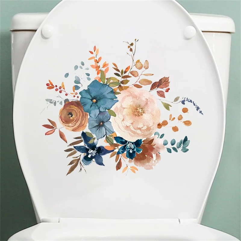 Adesivo per il bagno Garvee con motivo floreale, autoadesivo, impermeabile, rimovibile, in PVC, 30x30 cm, decorazione per sedile del water