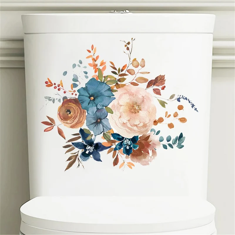 Adesivo per il bagno Garvee con motivo floreale, autoadesivo, impermeabile, rimovibile, in PVC, 30x30 cm, decorazione per sedile del water