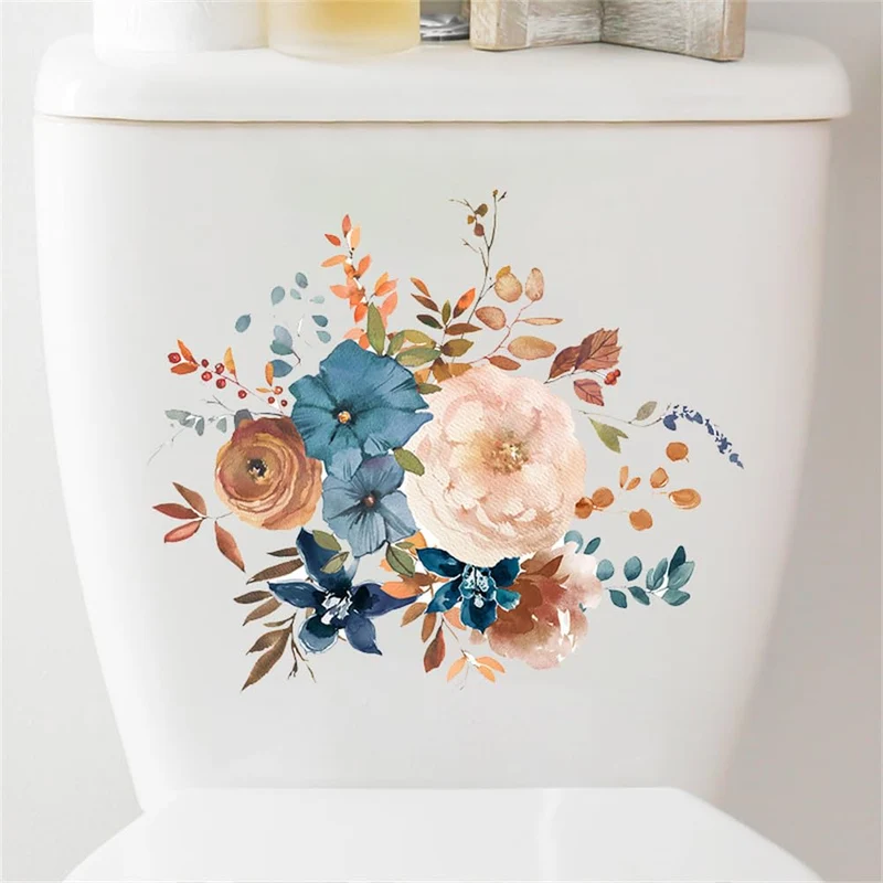 Adesivo per il bagno Garvee con motivo floreale, autoadesivo, impermeabile, rimovibile, in PVC, 30x30 cm, decorazione per sedile del water