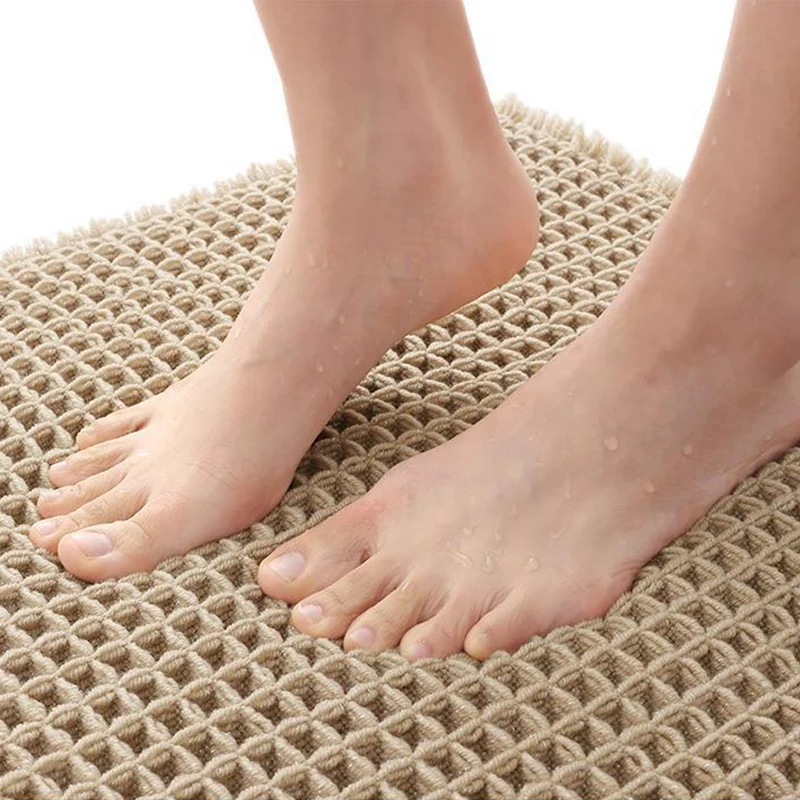 Garvee Badematte Chenille 43x60 cm Rutschfest Waschbar Weiche Badezimmermatte Für Dusche Und Bad Weiß