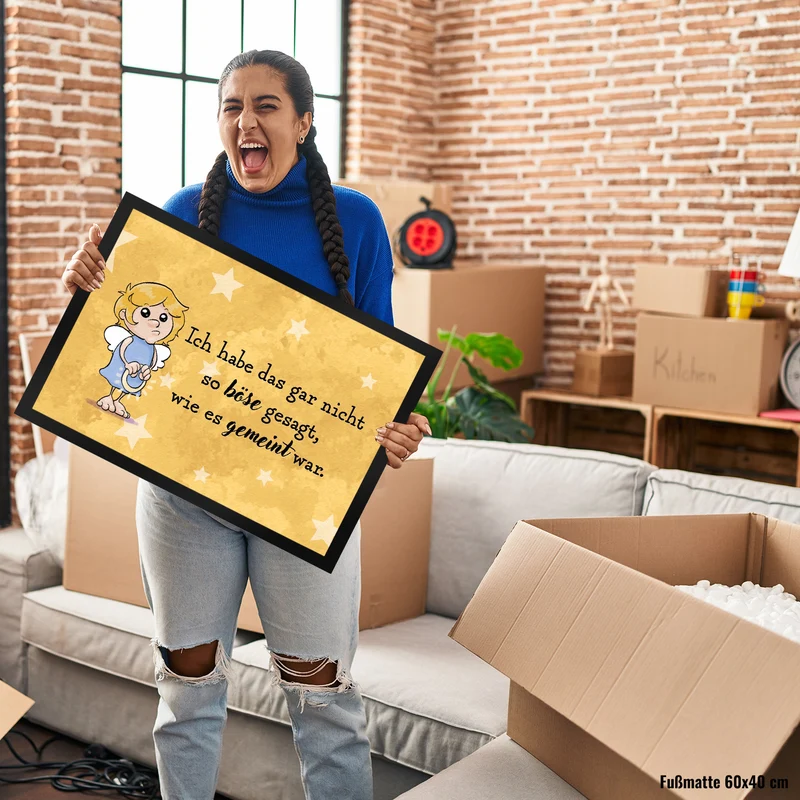 Engel Fußmatte in 35x50 cm mit Spruch - Nicht so böse gesagt, wie gemeint
