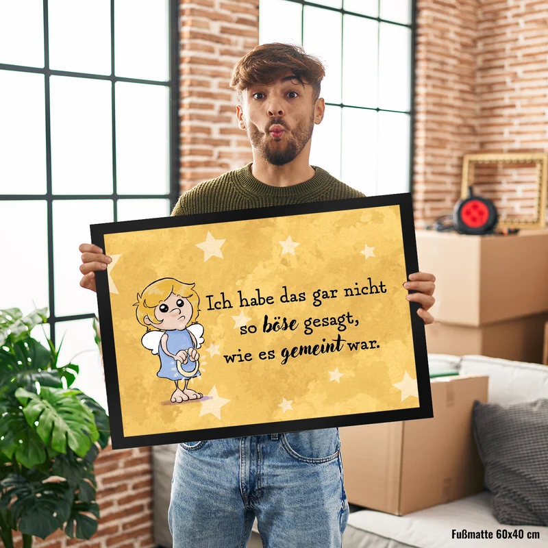Engel Fußmatte in 35x50 cm mit Spruch - Nicht so böse gesagt, wie gemeint