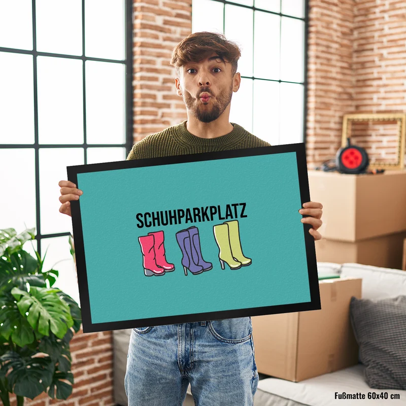 Schuhparkplatz Fußmatte in 35x50 cm in rosa mit Schuhmotiv für Frauen