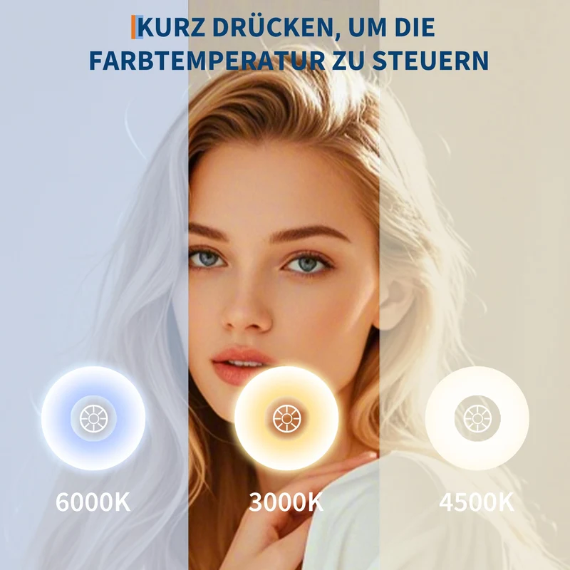 Specchio per il trucco illuminato Garvee, specchio da bagno rotondo da 50 cm con luce, specchio a LED con interruttore touch e vetro antideflagrante, specchio da bagno dimmerabile e antiappannamento con illuminazione
