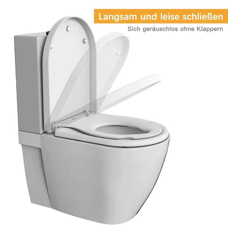 Sedile WC Garvee con seggiolino per bambini, sedile WC a chiusura ammortizzata, sedile WC a sgancio rapido, non si allenta mai, facile da pulire - Sedile WC bianco a forma di D con seggiolino per bambini, famiglia