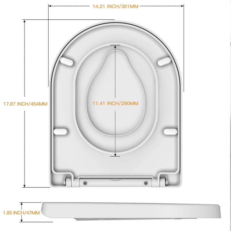 Sedile WC Garvee con seggiolino per bambini, sedile WC a chiusura ammortizzata, sedile WC a sgancio rapido, non si allenta mai, facile da pulire - Sedile WC bianco a forma di D con seggiolino per bambini, famiglia