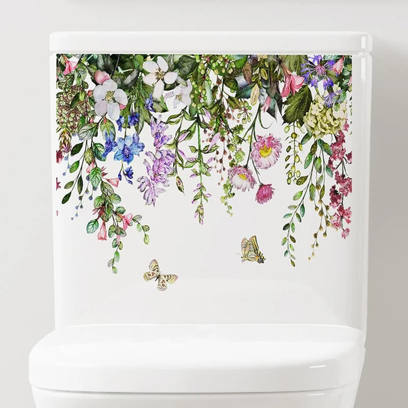 Adesivi per sedile WC autoadesivi Garvee, adesivi murali con foglie di piante verdi per il bagno, 29 x 22 cm, copertura decorativa