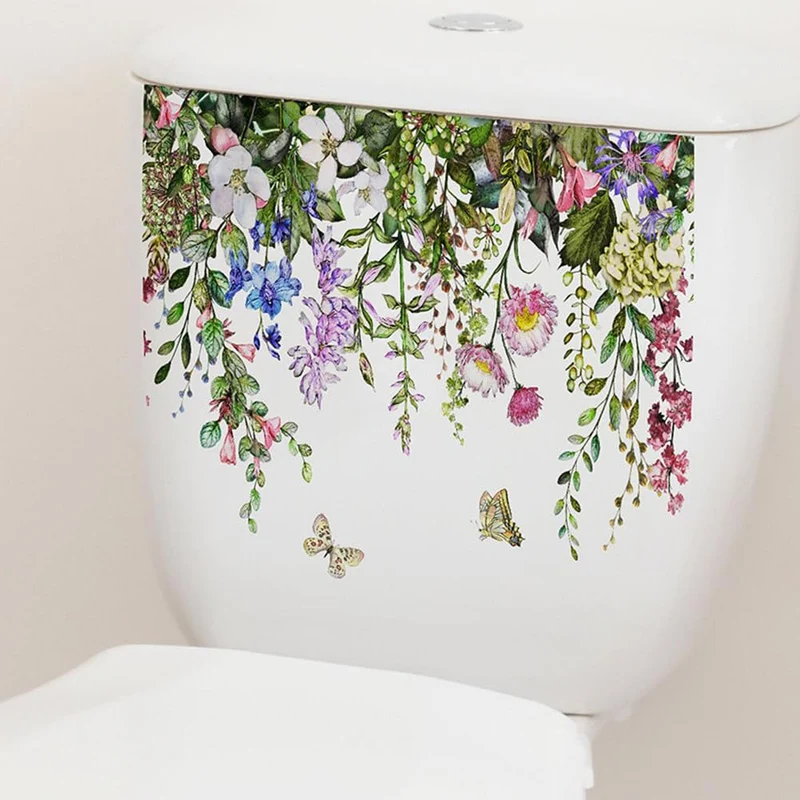 Adesivi per sedile WC autoadesivi Garvee, adesivi murali con foglie di piante verdi per il bagno, 29 x 22 cm, copertura decorativa