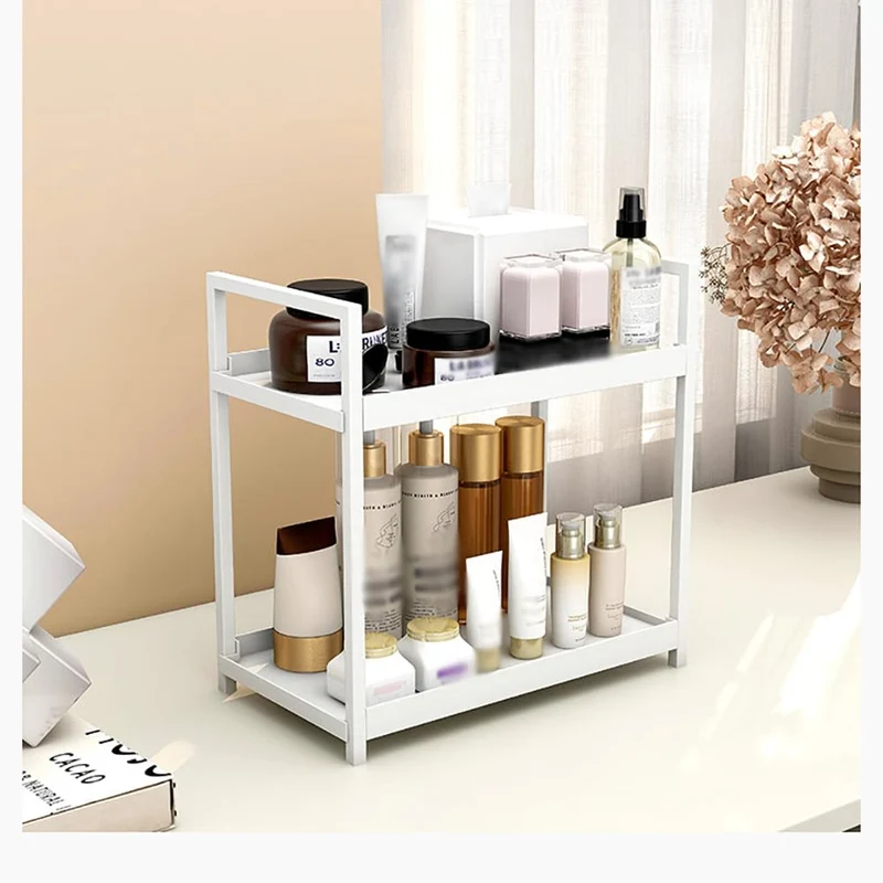 GARVEE Organizer per cucina e bagno a 2 livelli in plastica resistente, bianco, per ufficio e dormitorio per studenti