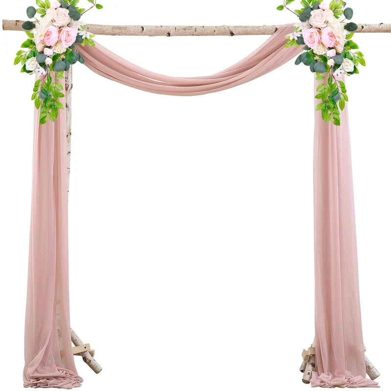 GARVEE 2x18FT Tessuto drappeggiante per arco nuziale trasparente per fotografia all'aperto, 70x550cm, bianco