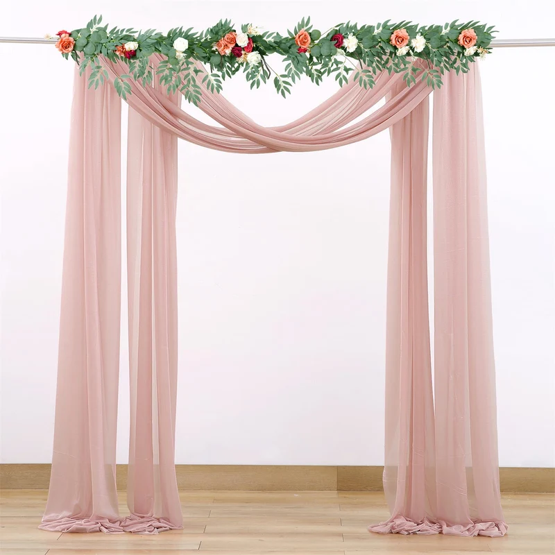 GARVEE 2x18FT Tessuto drappeggiante per arco nuziale trasparente per fotografia all'aperto, 70x550cm, bianco