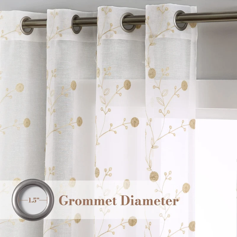 Tende in voile GARVEE con occhielli, ricamate, lunghe 182 cm, effetto lino, bianche, per soggiorno e camera da letto, 2 pannelli, trasparenti
