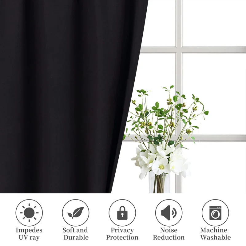 GARVEE Pannelli per tende da cucina opachi 66x91 cm, 2 pezzi, termoisolanti, insonorizzati, neri, stile country, stile bistrot