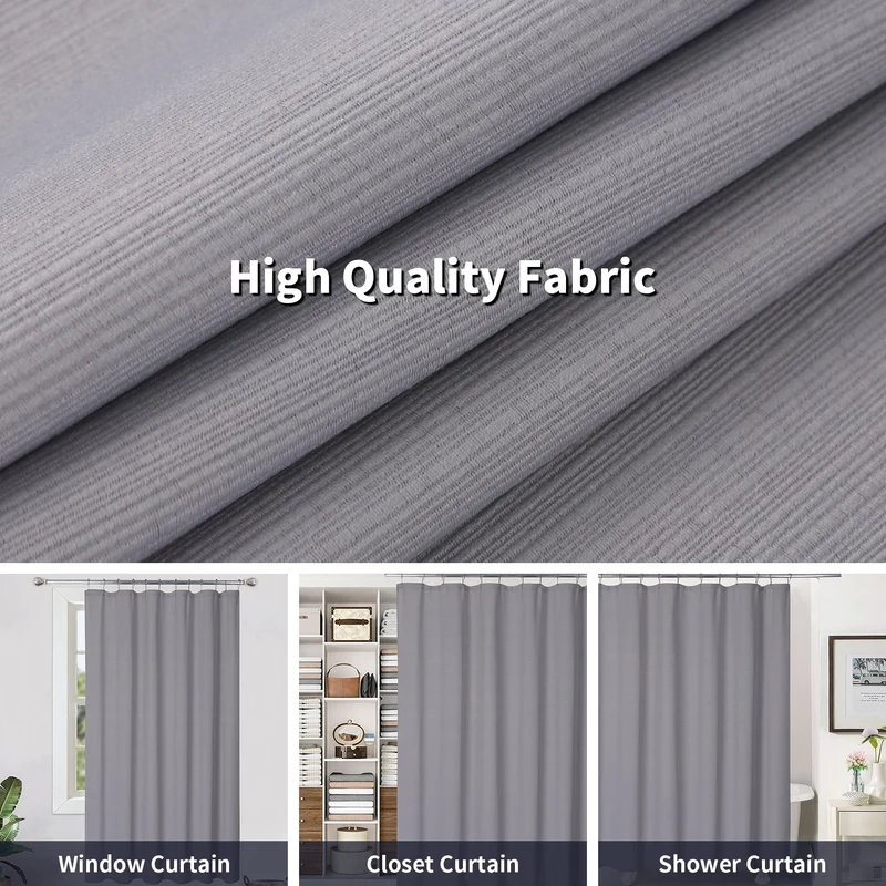 GARVEE Tenda da doccia testurizzata con effetto lino, lavabile, effetto lino per vasca da bagno e vasca da bagno, 180x180 cm, grigio
