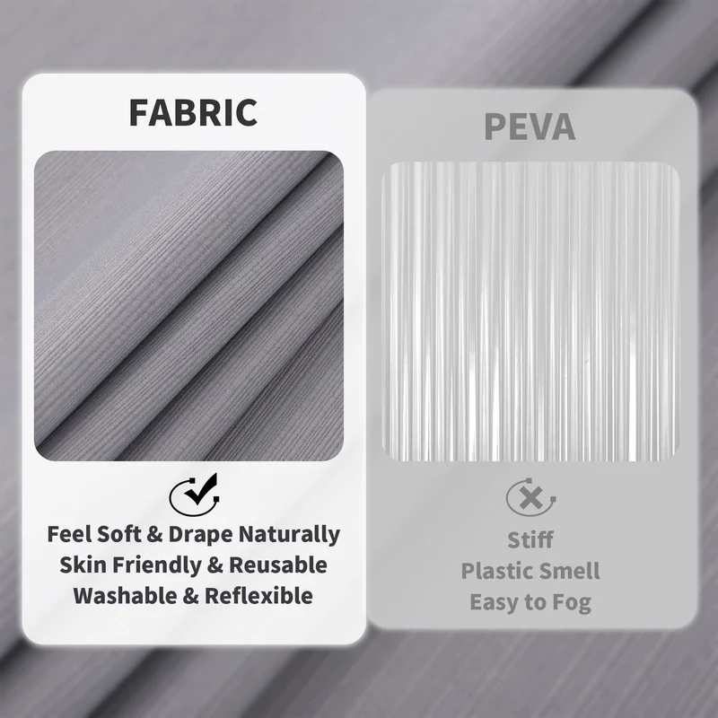 GARVEE Tenda da doccia testurizzata con effetto lino, lavabile, effetto lino per vasca da bagno e vasca da bagno, 180x180 cm, grigio