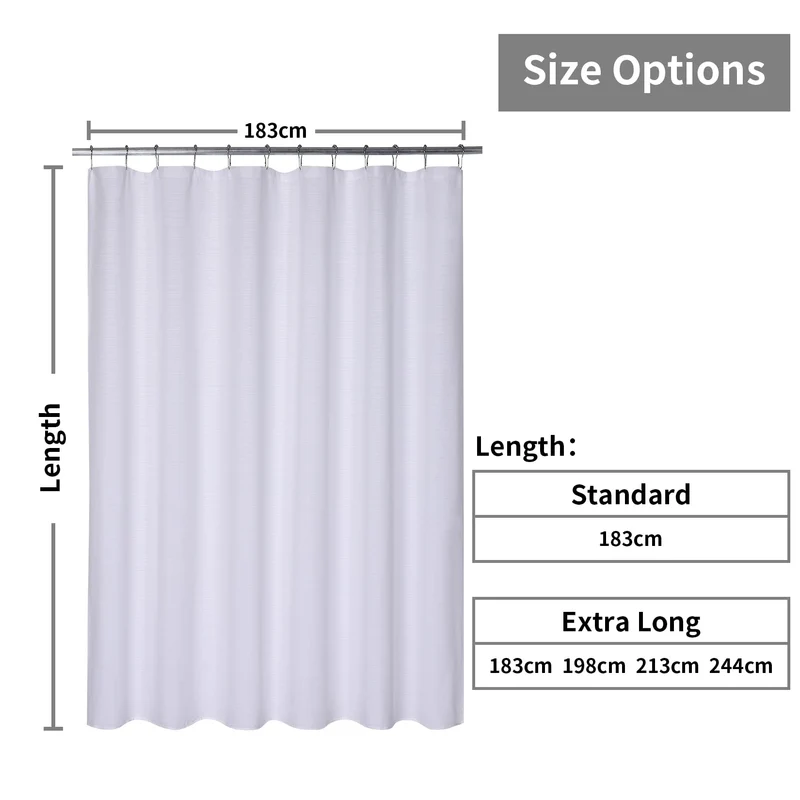 GARVEE Tenda da doccia testurizzata con effetto lino, lavabile, 180x200 cm, bianco, per bagno e vasca da bagno