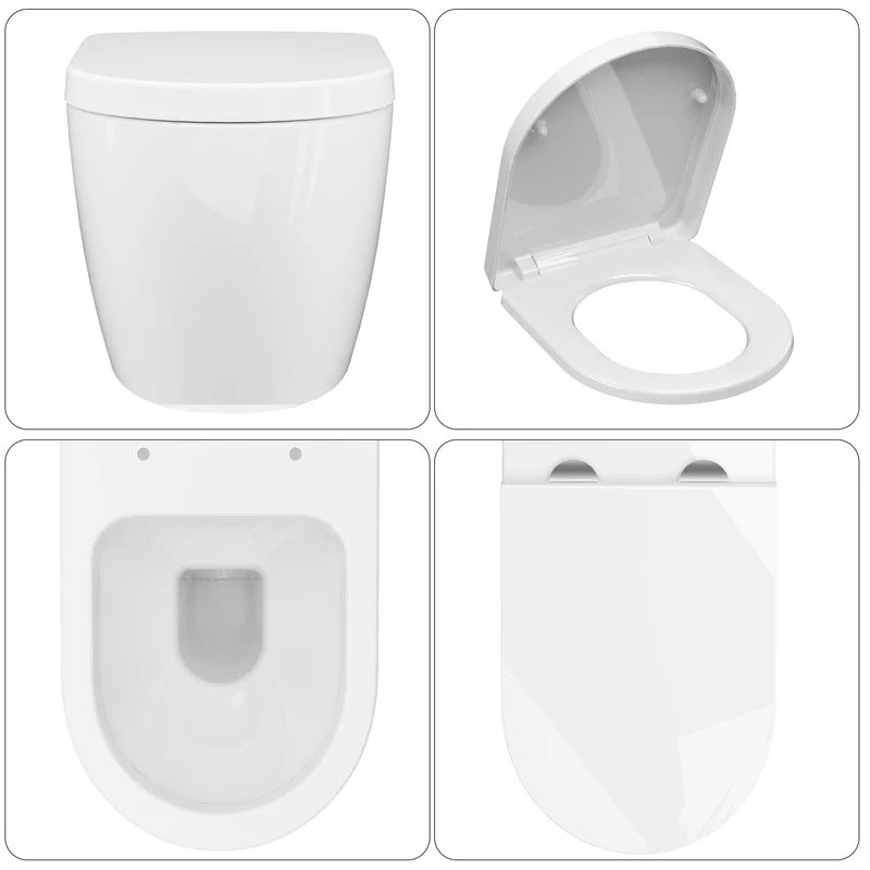 GARVEE WC Sospeso Senza Bordi Wc Sospeso Ceramica Forma D 55,5 cm Bianco Coperchio Automatico
