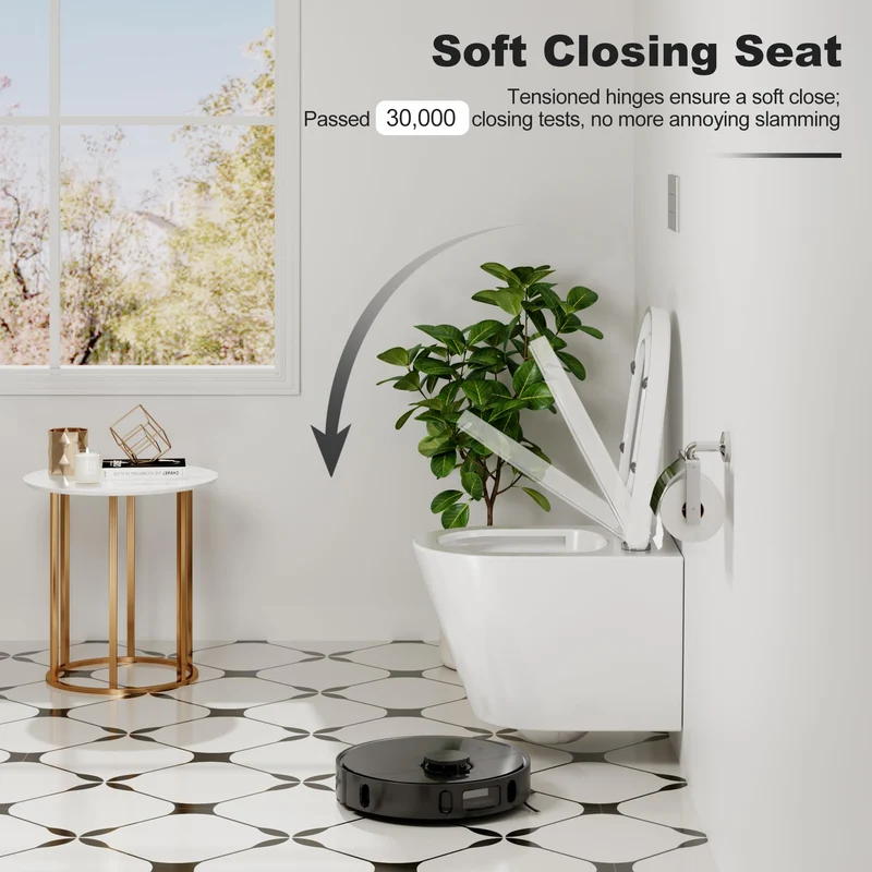 Garvee WC Sospeso Senza Bordo Di Scarico, Ceramica Resistente, Bagno Ospiti, 53 cm, Bianco