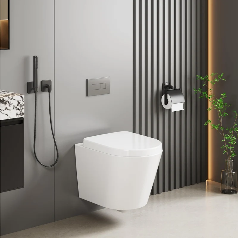 Garvee WC Sospeso Senza Bordo Di Scarico, Ceramica Resistente, Bagno Ospiti, 53 cm, Bianco