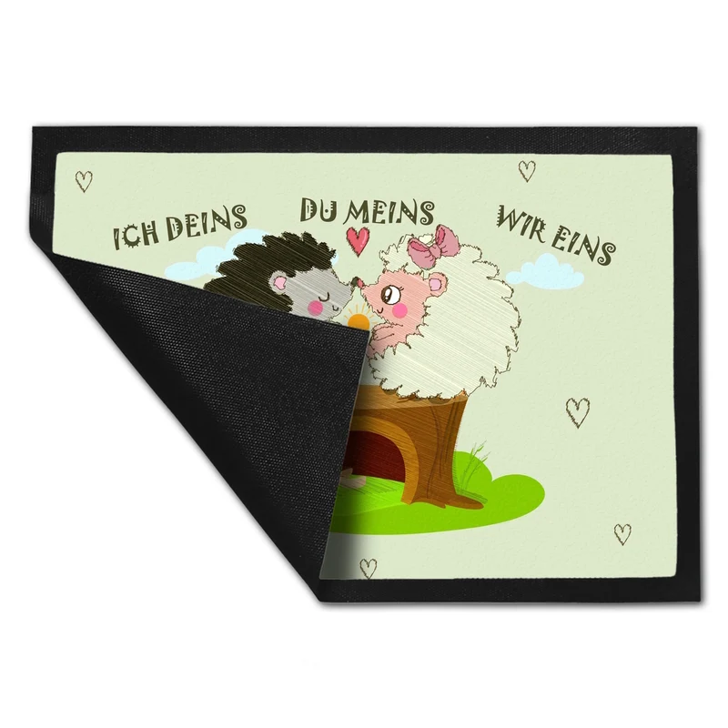Igel Pärchen Fußmatte in 35x50 cm mit Spruch Ich deins du meins wir eins
