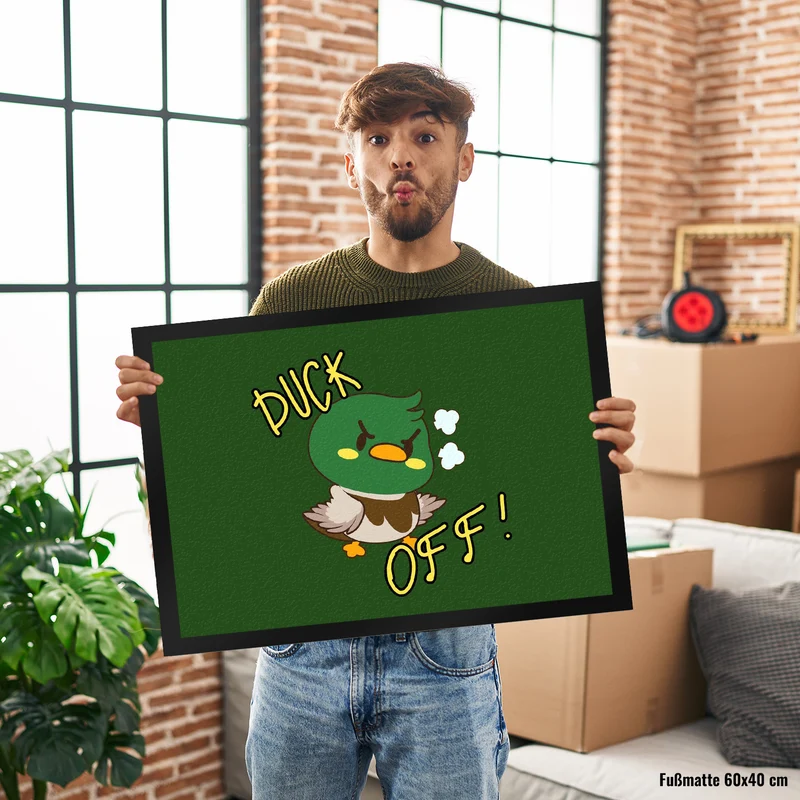 Enten Fußmatte in 35x50 cm mit Spruch DUCK OFF!