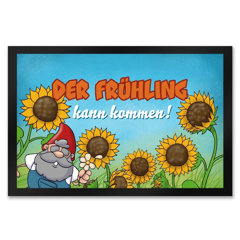 Gartenzwerg Fußmatte mit Spruch Der Frühling kann kommen