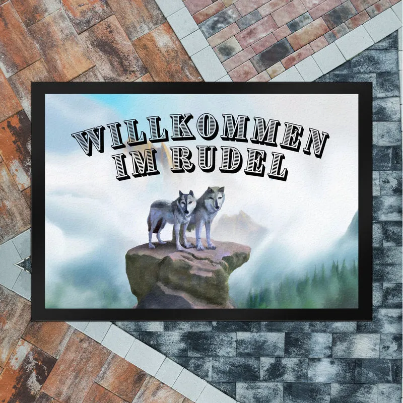 Wolf Fußmatte in 35x50 cm - Willkommen im Rudel