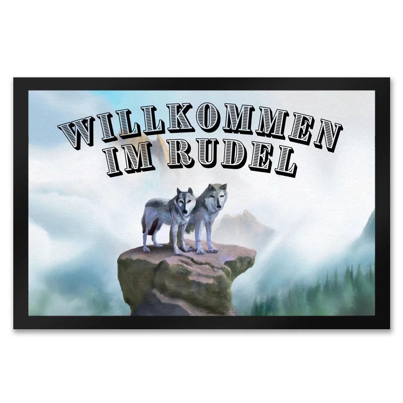 Wolf Fußmatte in 35x50 cm - Willkommen im Rudel