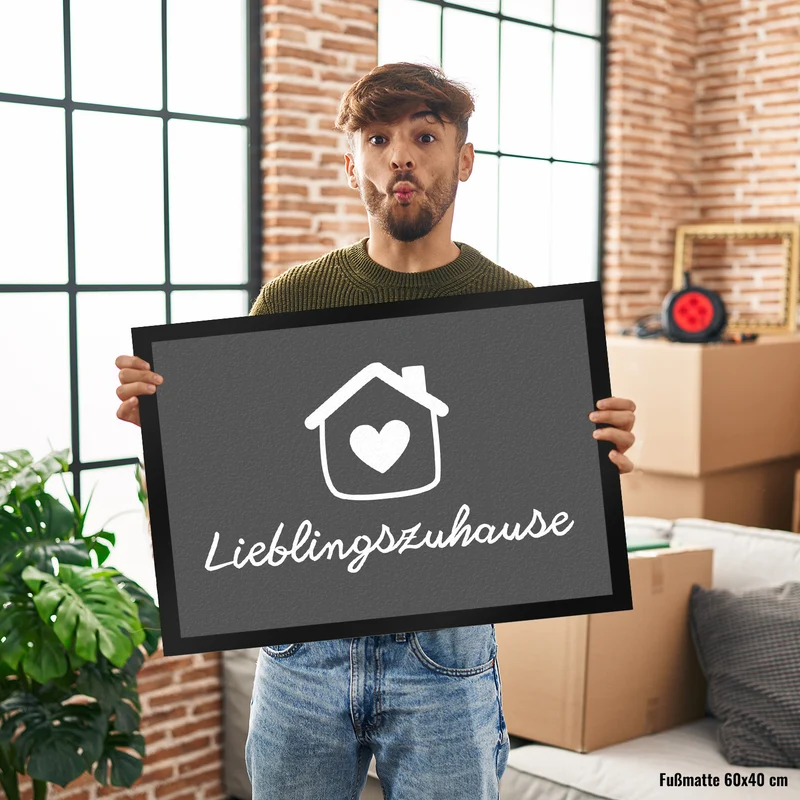 Lieblingszuhause Fußmatte in 35x50 cm mit Haus und Herz