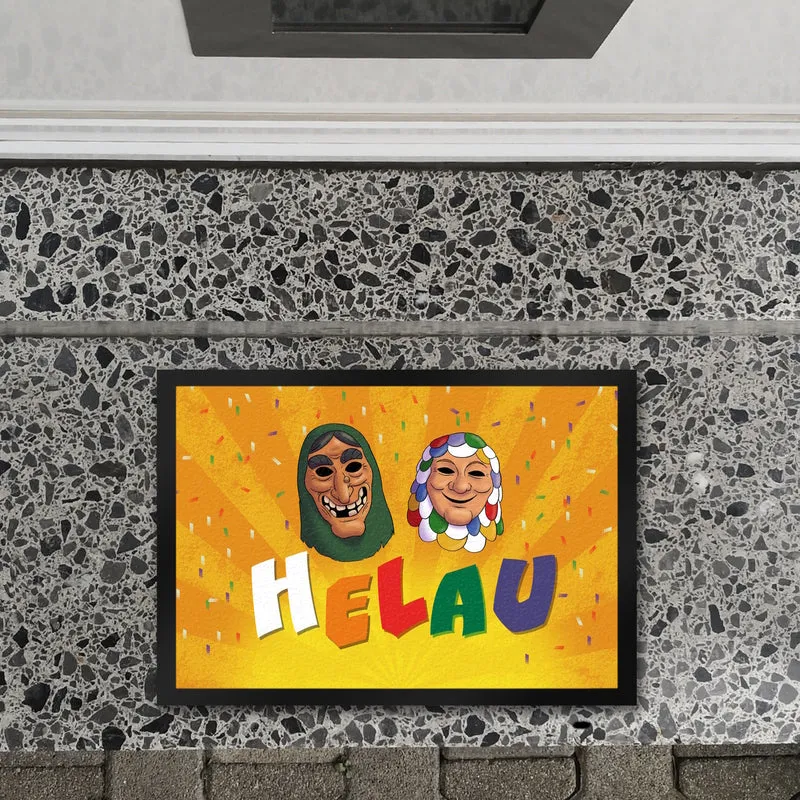 Helau Mainzer Fasching Fußmatte mit Kostümmasken