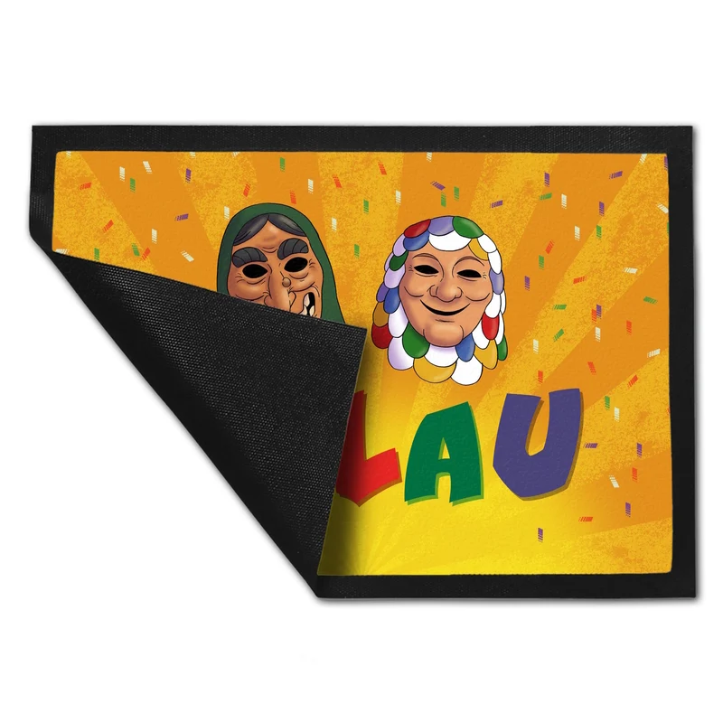 Helau Mainzer Fasching Fußmatte mit Kostümmasken
