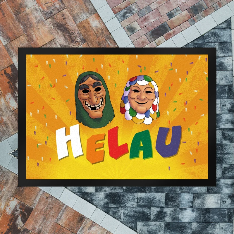 Helau Mainzer Fasching Fußmatte mit Kostümmasken