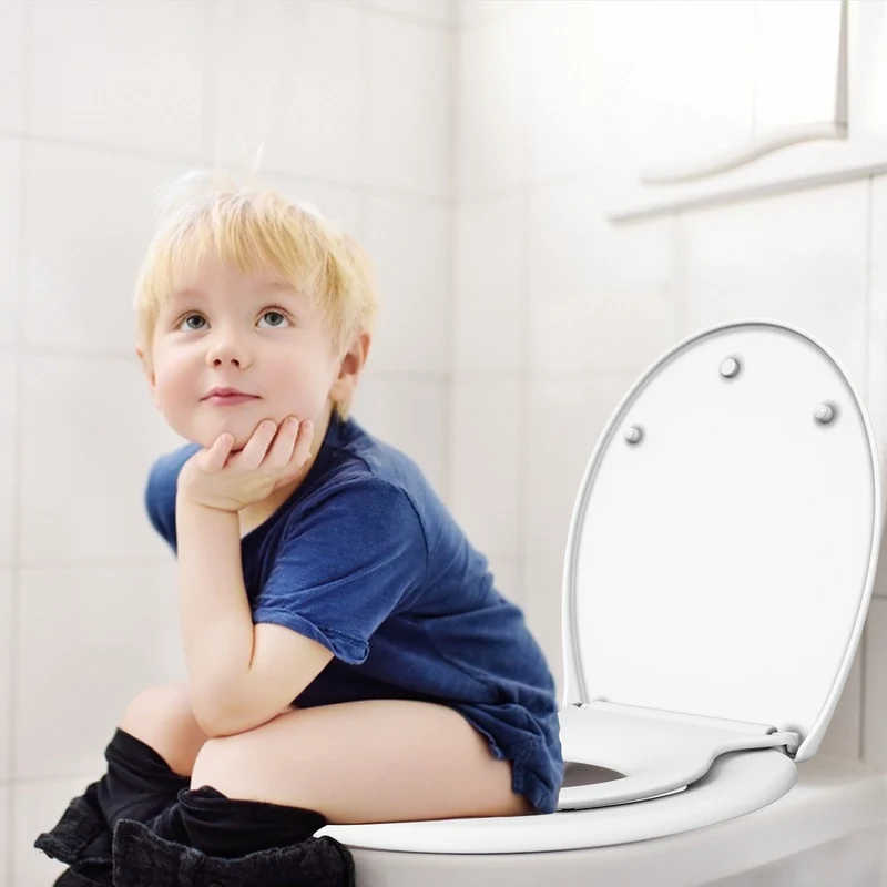 Garvee Soft-Close-Sitz verhindert lautes Zuschlagen Robustes, dickes Polypropylen-Material Schnellverschluss für einfache Reinigung Magnetische Befestigung für Kindersitze Einfache Installation mit mitgelieferten Schrauben
