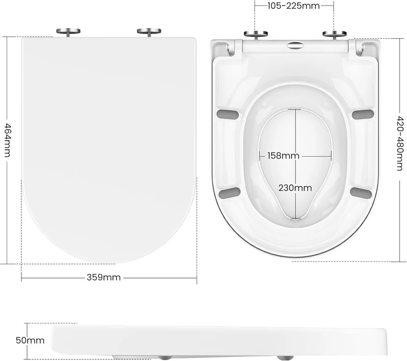 Sedile WC per bambini Garvee con meccanismo di chiusura ammortizzata, forma a D, bianco, coperchio WC antibatterico con seggiolino per bambini, coperchio rimovibile, sgancio rapido per una facile pulizia, capacità di peso 150 kg