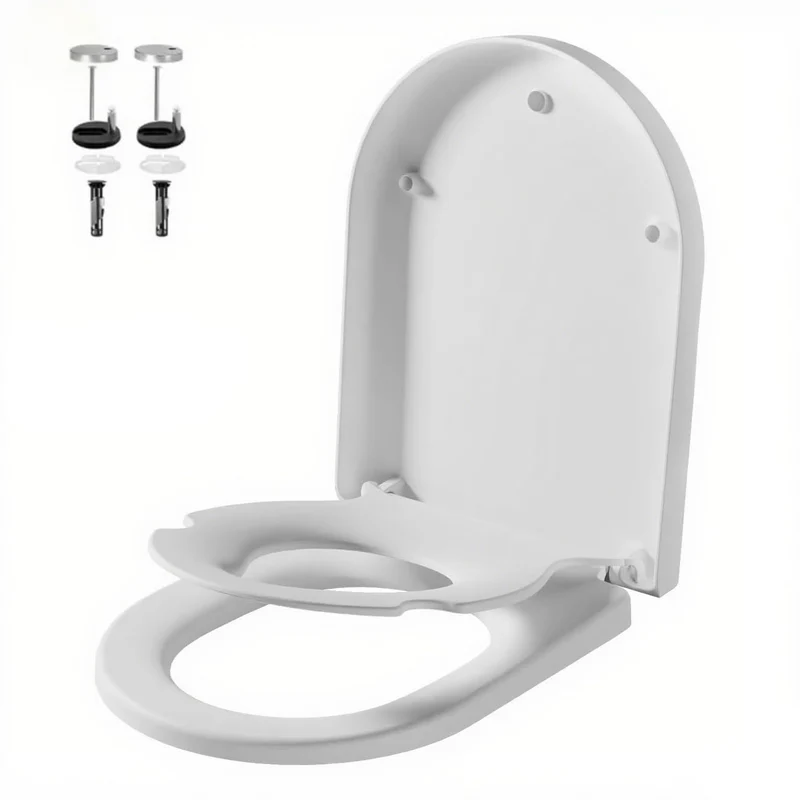 Sedile WC per bambini Garvee con meccanismo di chiusura ammortizzata, forma a D, bianco, coperchio WC antibatterico con seggiolino per bambini, coperchio rimovibile, sgancio rapido per una facile pulizia, capacità di peso 150 kg