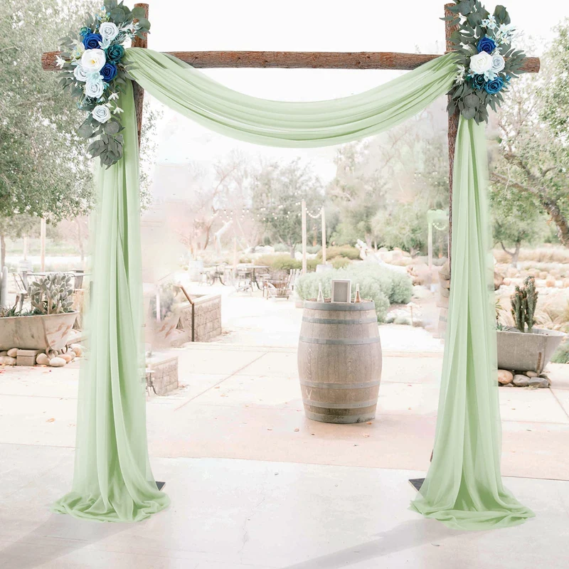 Garvee Wedding Arch Tenda in tulle di mussola trasparente 70x550cm Decorazione per matrimonio grigio-verde