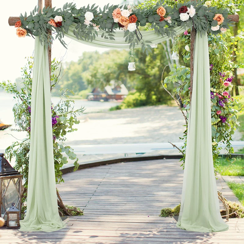Garvee Wedding Arch Tenda in tulle di mussola trasparente 70x550cm Decorazione per matrimonio grigio-verde