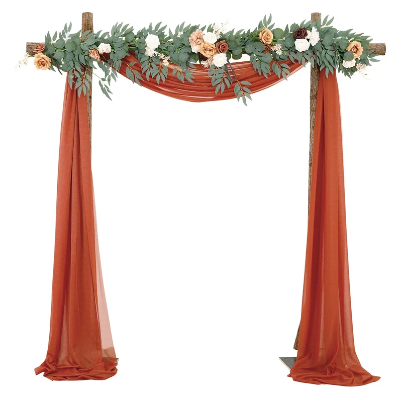 Garvee Wedding Arch Tenda in tulle drappeggiata in mussola 70x550cm Decorazione per matrimonio color caramello