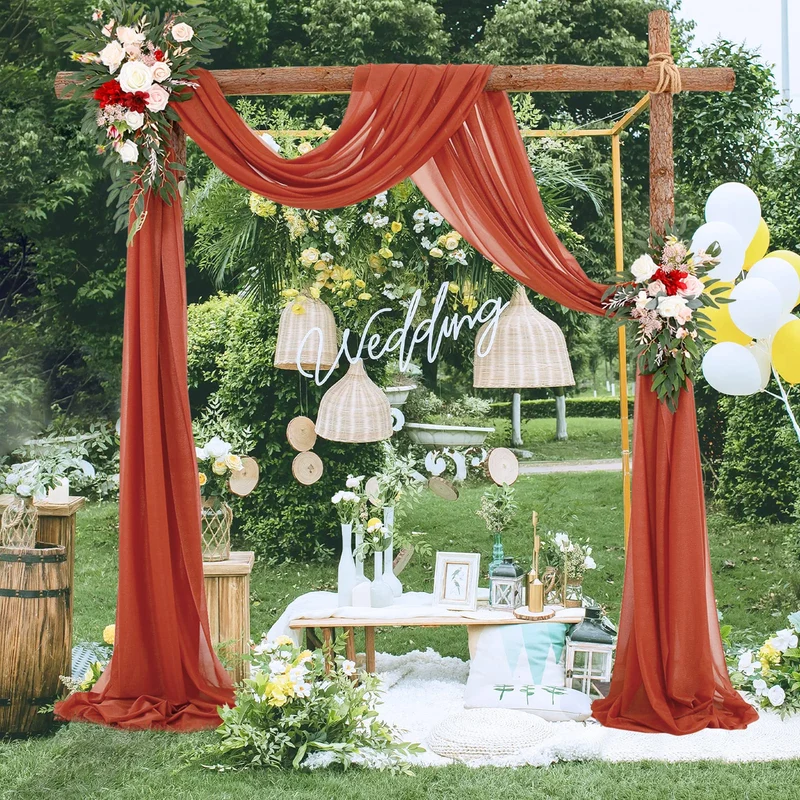 Garvee Wedding Arch Tenda in tulle drappeggiata in mussola 70x550cm Decorazione per matrimonio color caramello