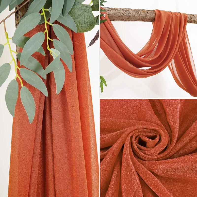 Garvee Wedding Arch Tenda in tulle drappeggiata in mussola 70x550cm Decorazione per matrimonio color caramello