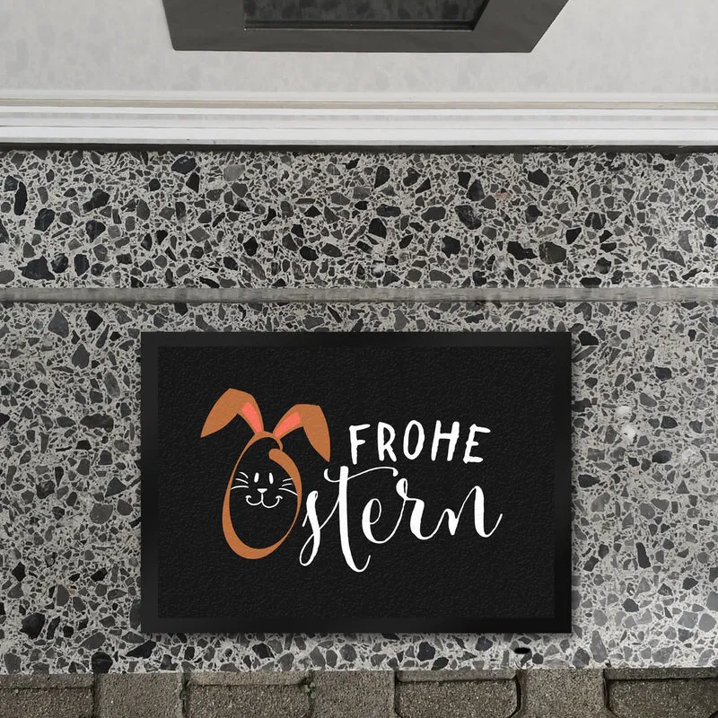 Frohe Ostern Fußmatte mit niedlichem Osterhasen