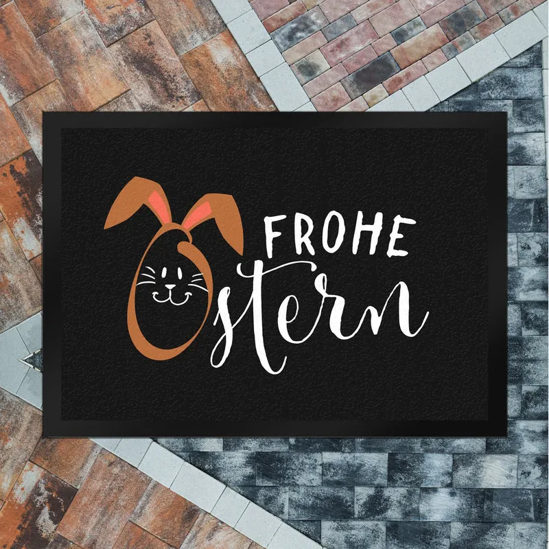 Frohe Ostern Fußmatte mit niedlichem Osterhasen