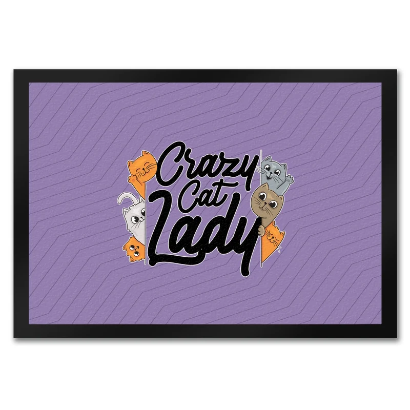 Katzen Fußmatte in 35x50 cm Crazy Cat Lady für Katzenliebhaber
