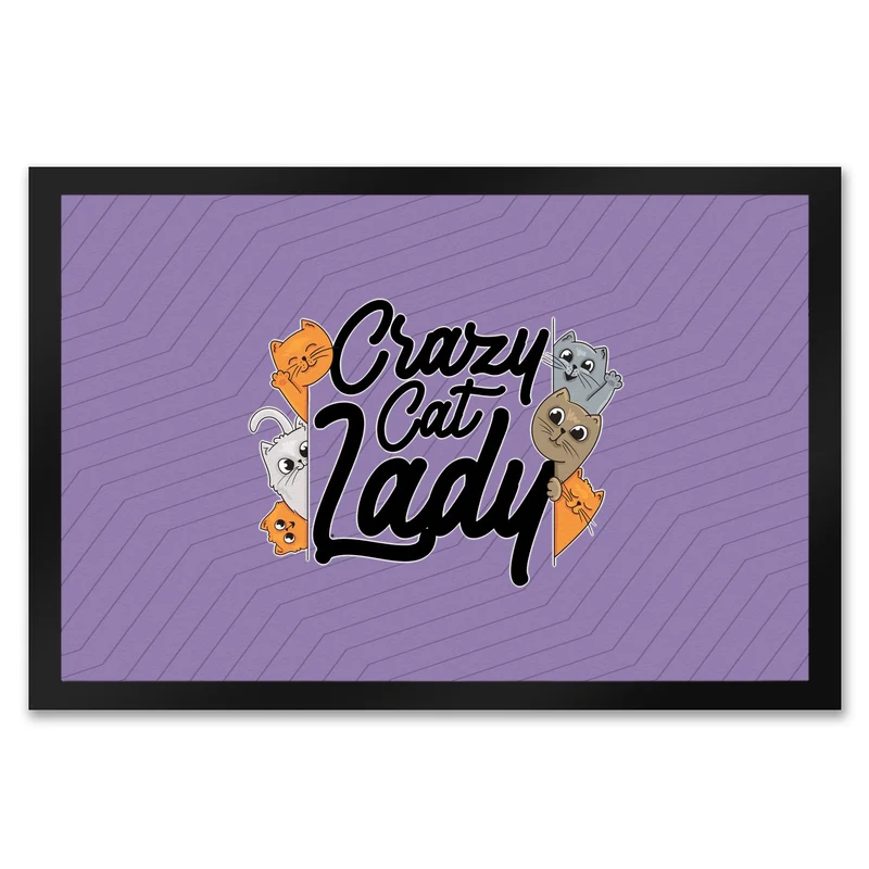 Katzen Fußmatte in 35x50 cm Crazy Cat Lady für Katzenliebhaber