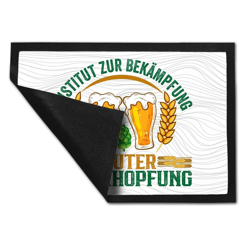 Bier Fußmatte in 35x50 cm mit Spruch Institut zur Bekämpfung akuter Unterhopfung